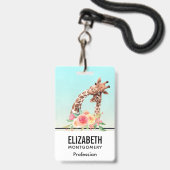 Cute Giraffe Waterverf Mam en Baby Badge (Achterkant met koord)