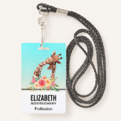 Cute Giraffe Waterverf Mam en Baby Badge (Achterkant met draagriem)