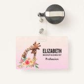 Cute Giraffe Waterverf Mam en Baby Badge (Achterkant met intrekbare)