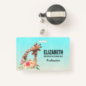 Cute Giraffe Waterverf Mam en Baby Badge (Achterkant met intrekbare)