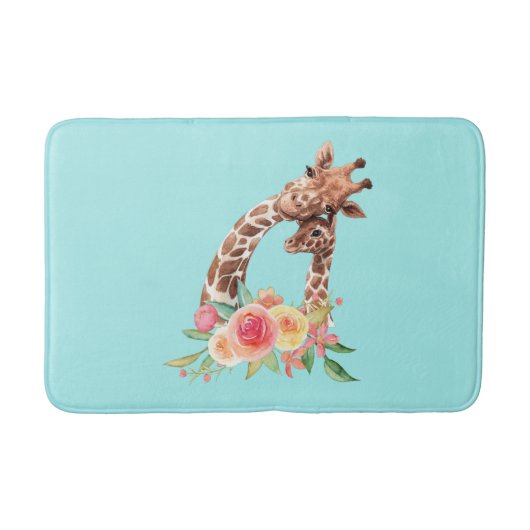 Cute Giraffe Waterverf Mam en Baby Badmat (Voorkant)
