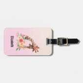 Cute Giraffe Waterverf Mam en Baby Bagagelabel (Voorkant horizontaal)