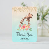 Cute Giraffe Waterverf Mam en Baby Bedankkaart (Staand voorkant)