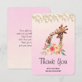 Cute Giraffe Waterverf Mam en Baby Bedankkaart (Voorkant / Achterkant)