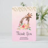 Cute Giraffe Waterverf Mam en Baby Bedankkaart (Staand voorkant)