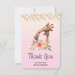 Cute Giraffe Waterverf Mam en Baby Bedankkaart