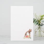 Cute Giraffe Waterverf Mam en Baby Briefpapier (Staand voorkant)