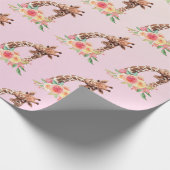 Cute Giraffe Waterverf Mam en Baby Cadeaupapier (Hoek)