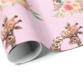 Cute Giraffe Waterverf Mam en Baby Cadeaupapier (Rol Hoek)