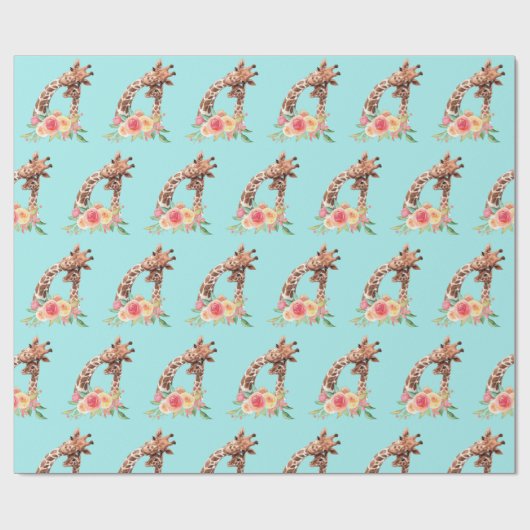 Cute Giraffe Waterverf Mam en Baby Cadeaupapier (Vlak)