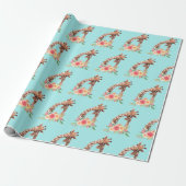 Cute Giraffe Waterverf Mam en Baby Cadeaupapier (Uitgerold)