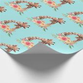 Cute Giraffe Waterverf Mam en Baby Cadeaupapier (Hoek)