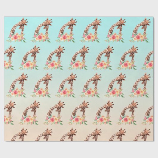 Cute Giraffe Waterverf Mam en Baby Cadeaupapier (Vlak)