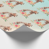 Cute Giraffe Waterverf Mam en Baby Cadeaupapier (Hoek)