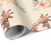 Cute Giraffe Waterverf Mam en Baby Cadeaupapier (Rol Hoek)