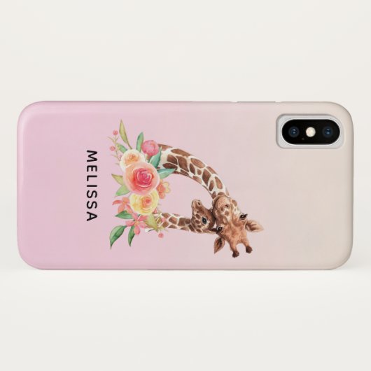 Cute Giraffe Waterverf Mam en Baby Case-Mate iPhone Case (Achterkant (horizontaal))