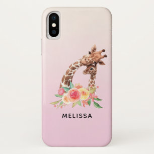 Cute Giraffe Waterverf Mam en Baby Case-Mate iPhone Case