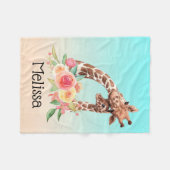 Cute Giraffe Waterverf Mam en Baby Fleece Deken (Voorkant (Horizontaal))