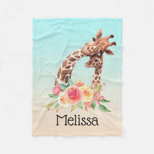Cute Giraffe Waterverf Mam en Baby Fleece Deken