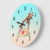 Cute Giraffe Waterverf Mam en Baby Grote Klok (Hoek)