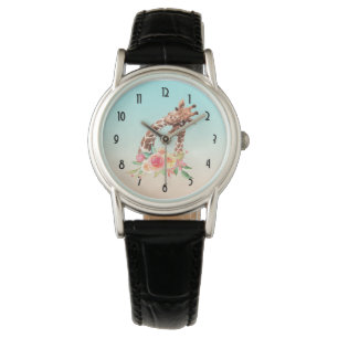 Cute Giraffe Waterverf Mam en Baby Horloge