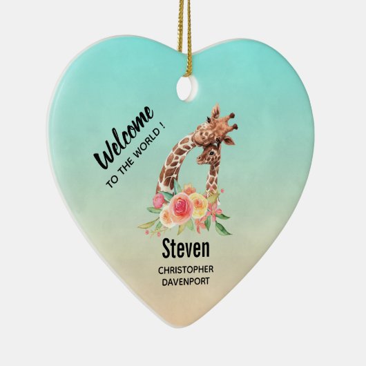 Cute Giraffe Waterverf Mam en Baby Keramisch Ornament (Rechts)