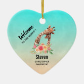 Cute Giraffe Waterverf Mam en Baby Keramisch Ornament (Voorkant)