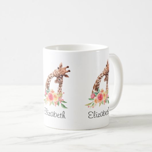 Cute Giraffe Waterverf Mam en Baby Koffiemok (Voorkant rechts)