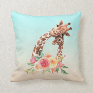 Cute Giraffe Waterverf Mam en Baby Kussen