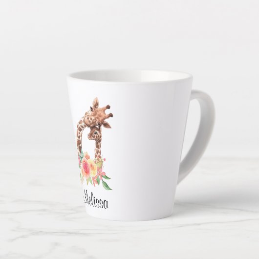 Cute Giraffe Waterverf Mam en Baby Latte Mok (Rechterhoek)