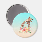 Cute Giraffe Waterverf Mam en Baby Magneet (Voorkant / Achterkant)