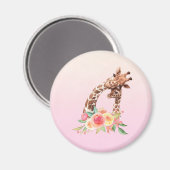 Cute Giraffe Waterverf Mam en Baby Magneet (Voorkant / Achterkant)