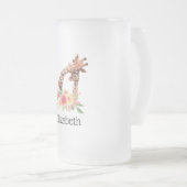 Cute Giraffe Waterverf Mam en Baby Matglas Bierpul (Voorkant rechts)