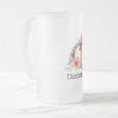 Cute Giraffe Waterverf Mam en Baby Matglas Bierpul (Voorkant links)