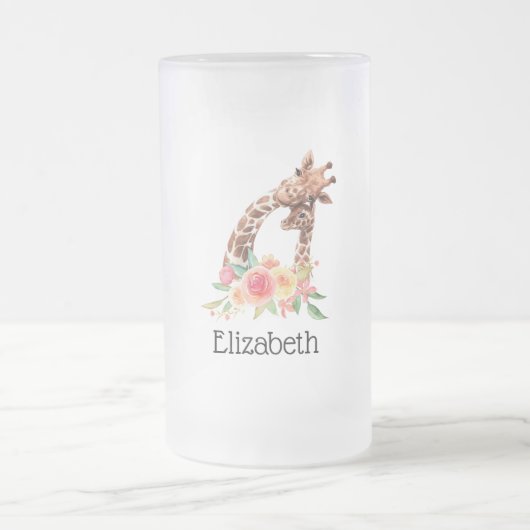 Cute Giraffe Waterverf Mam en Baby Matglas Bierpul (Center)