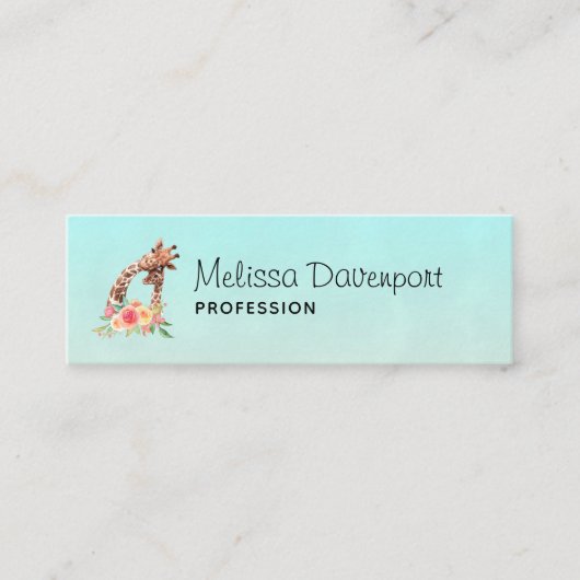 Cute Giraffe Waterverf Mam en Baby Mini Visitekaartje (Voorkant)