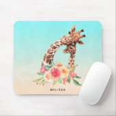Cute Giraffe Waterverf Mam en Baby Muismat (Met muis)