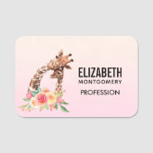 Cute Giraffe Waterverf Mam en Baby Naamplaatje (Voorkant)