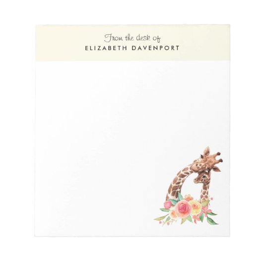 Cute Giraffe Waterverf Mam en Baby Notitieblok (Voorkant)