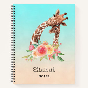 Cute Giraffe Waterverf Mam en Baby Notitieboek