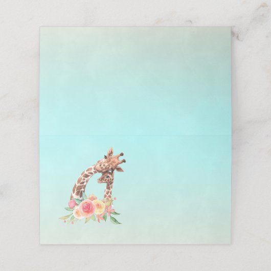 Cute Giraffe Waterverf Mam en Baby Plaatskaartje (Buitenkant ongevouwen)