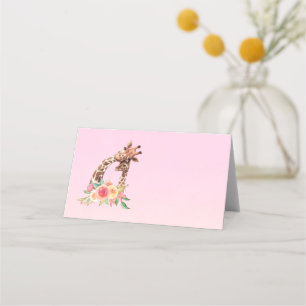 Cute Giraffe Waterverf Mam en Baby Plaatskaartje