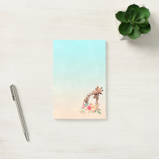 Cute Giraffe Waterverf Mam en Baby Post-it® Notes (Kantoor)