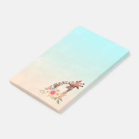 Cute Giraffe Waterverf Mam en Baby Post-it® Notes (Schuin)