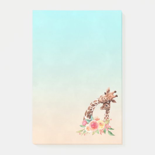 Cute Giraffe Waterverf Mam en Baby Post-it® Notes (Voorkant)