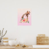Cute Giraffe Waterverf Mam en Baby Poster (Keuken)