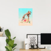 Cute Giraffe Waterverf Mam en Baby Poster (Thuiskantoor)