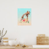 Cute Giraffe Waterverf Mam en Baby Poster (Keuken)