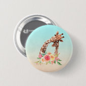 Cute Giraffe Waterverf Mam en Baby Ronde Button 5,7 Cm (Voorkant /achterkant)