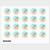 Cute Giraffe Waterverf Mam en Baby Ronde Sticker (Vel)